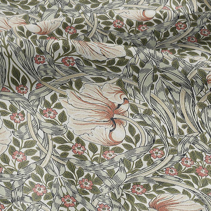 100% LINEN fabric - William Morris Pimpernel rose - British Victorian Art Craft flax - sewing upholstery home decor or clothing 3836
