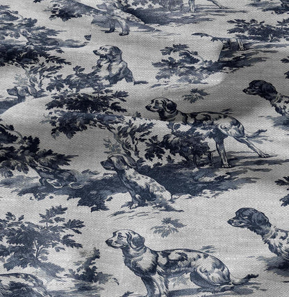 100% LINEN Fabric Toile de jouy Dog - linen Fabric by the Yard by LithuanianLinen for upholstery dressmaking curtains home textile