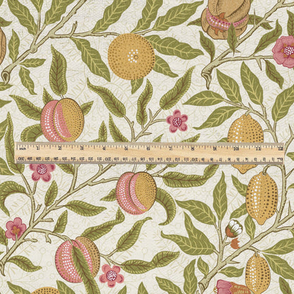 William Morris Fruits 100% LINEN Fabric - British linen floral upholstery - lemon Pomegranate home textile Victorian fabrics yellow 3173