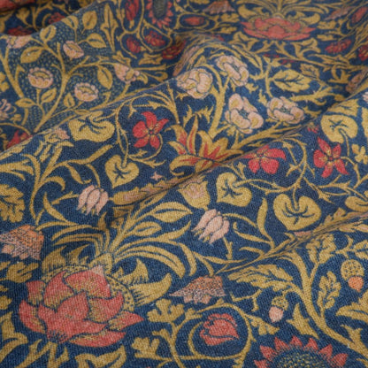 William Morris SUNFLOWER Blue tapestry 100% LINEN Fabric, British design linen floral upholstery home textile Victorian fabrics 2108