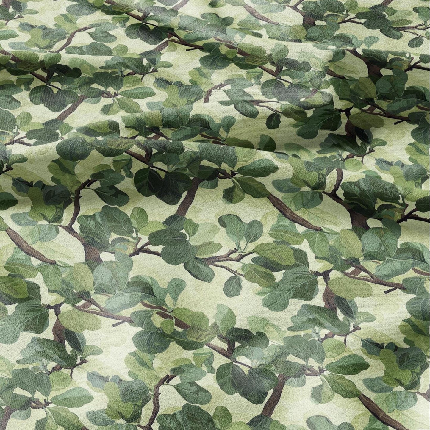 100% LINEN Fabric greenery floral - Fig tree leaves botanical for upholstery dressmaking curtains home textile Art Nouveau 2172