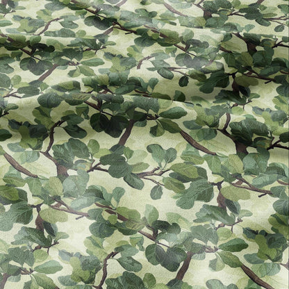 100% LINEN Fabric greenery floral - Fig tree leaves botanical for upholstery dressmaking curtains home textile Art Nouveau 2172