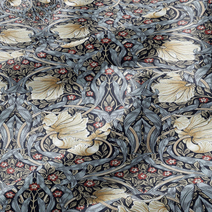 100% LINEN fabric - William Morris Pimpernel navy -  British Victorian Art Craft flax - sewing upholstery home decor or clothing 3813