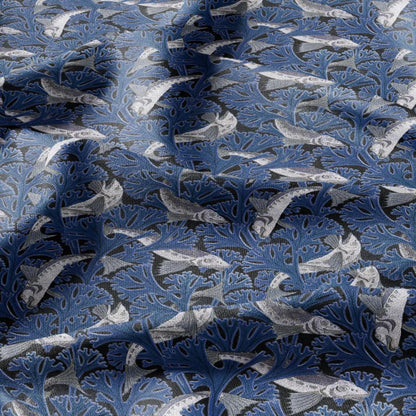 100% linen Vintage Fish fabric for Curtain Upholstery Cushion - block print fabric for dress making sewing