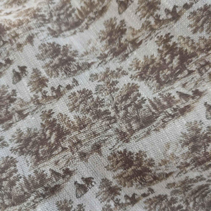 100% LINEN Fabric Toile de Jouy brown Countryside, oatmeal linen fabric with brown print, French linen fabric upholstery home decor curtains