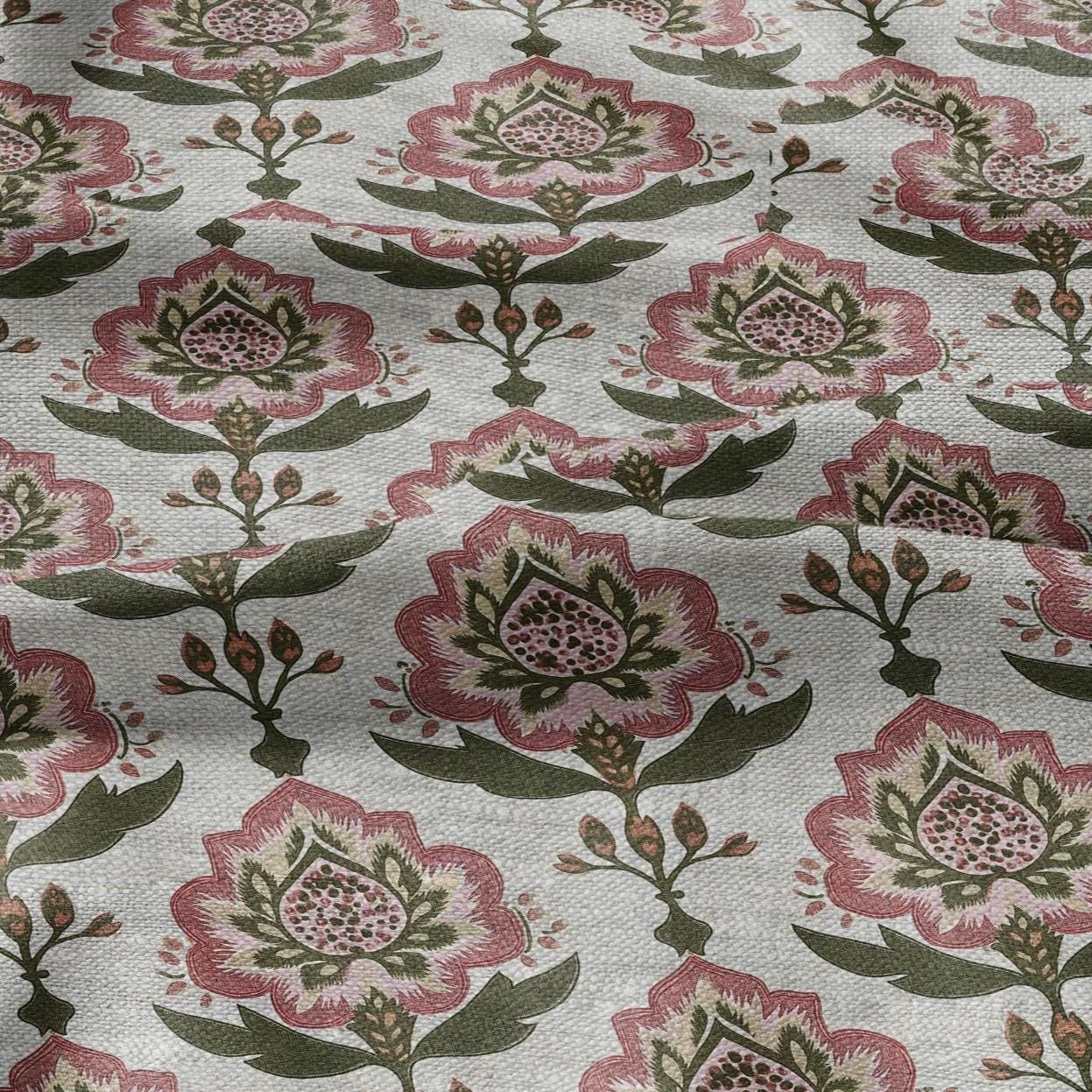 100% LINEN Fabric Paisley print - colorful indian block print on linen print upholstery curtains dress making