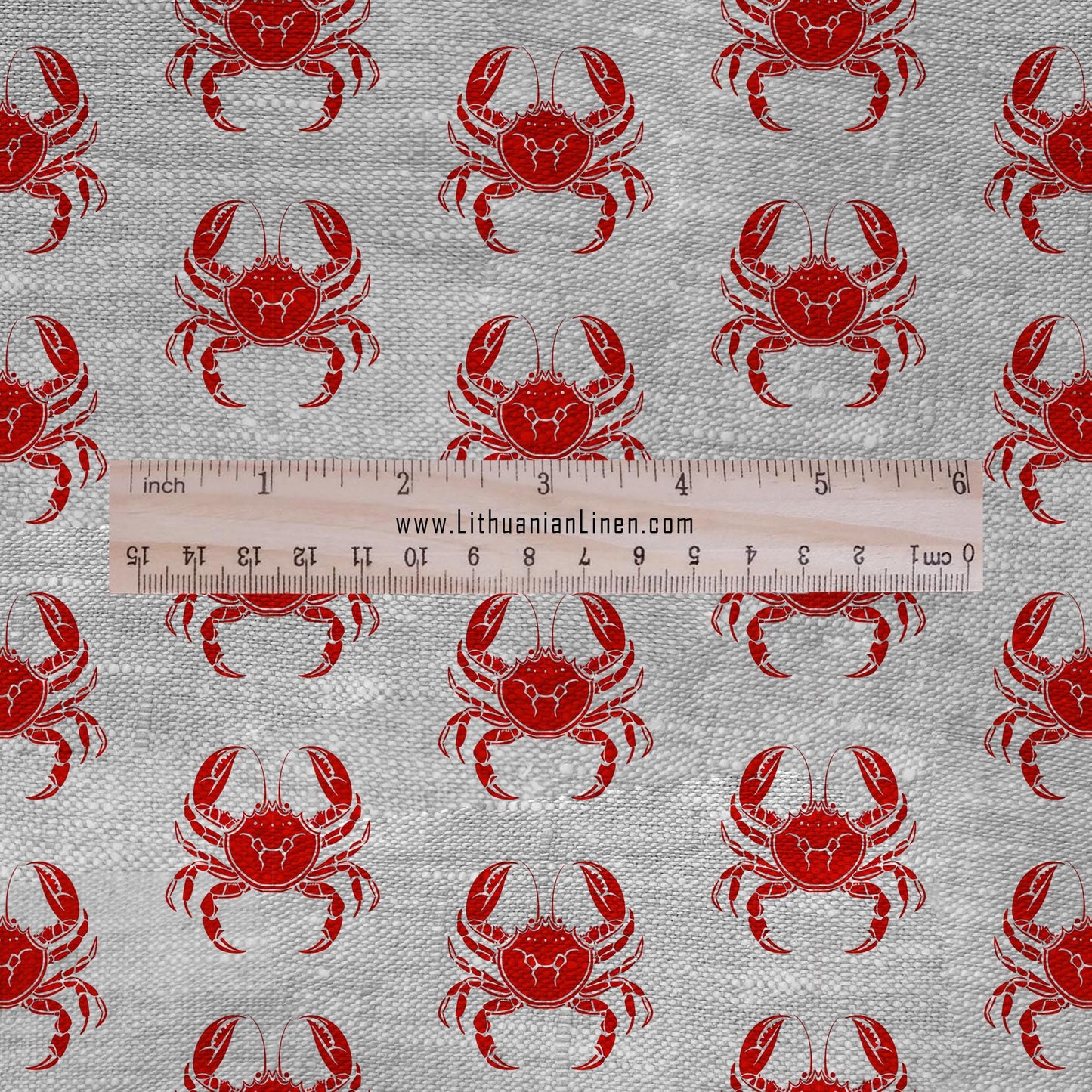 Crab red print on 100% LINEN - Zodiac print linen Fabric - Linen fabric for dressmaking home textile 2684