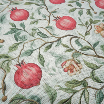 100% LINEN Fabric Pomegranate pattern - floral botanical Fruit heavy linen fabric for upholstery home decor clothing dressmaking