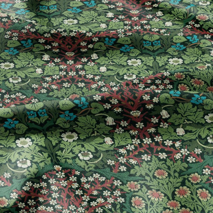William Morris Blackthorn 100% LINEN Fabric - British linen floral upholstery home textile Victorian fabrics green 3175