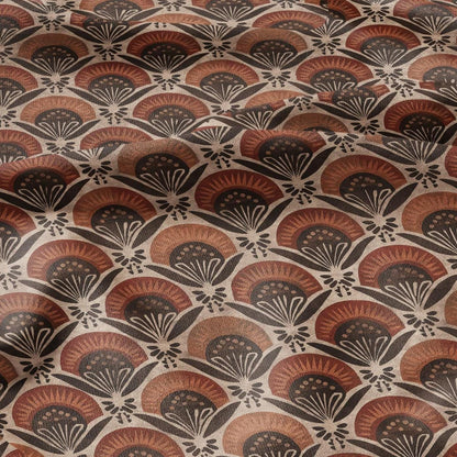 100% LINEN Fabric Retro - 2825 - Brown beige print linen heavy for upholstery home decor - medium for dress making