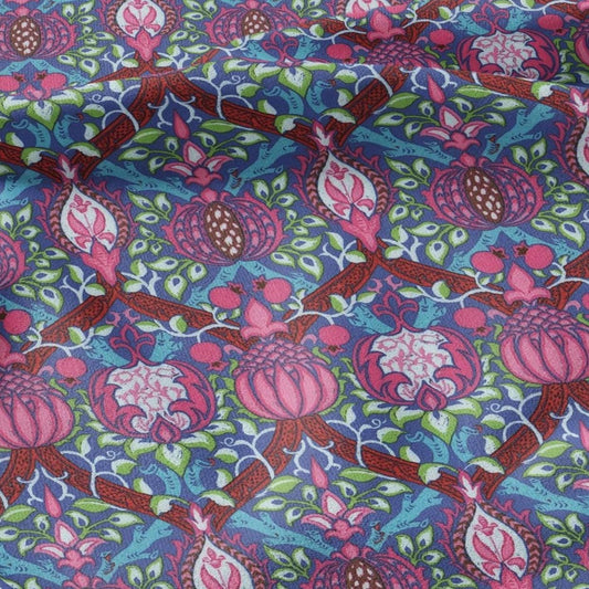 100% LINEN Fabric William Morris Granada - British linen floral upholstery home textile Victorian fabrics pink blue 3210