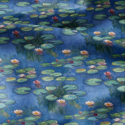 100% LINEN Fabric  - Waterlily - linen fabric inspired by Monet Paintings Water Lilies - heavy linen fabric for upholstery home decor 2072