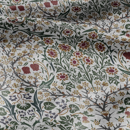 100% LINEN Fabric William Morris Blackthorn - oatmeal natur linen fabric with botanical print - Victorian Art Craft Historical 3179