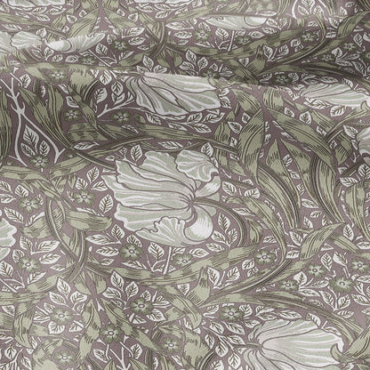100% LINEN fabric - William Morris Pimpernel green pink - British Victorian flax - sewing upholstery home decor or clothing 3855