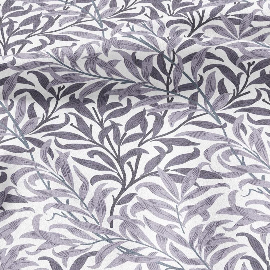 William Morris Willow Bough gray 100% LINEN Fabric - British linen floral upholstery home textile Victorian fabrics 3186