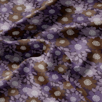 100% LINEN Fabric Modern purple flower - botanical floral - heavy linen fabric for upholstery home decor 3107