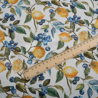 100% LINEN Fabric with lemon blueberry pattern - linen fabric for upholstery home decor dressmaking clothing sewing LithuanianLinen
