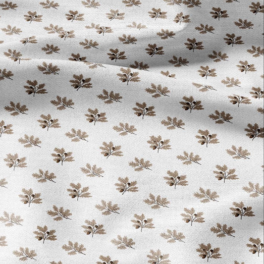 100% LINEN Fabric Modern vintage print oak leaves -  linen fabric with botanical print - heavy linen fabric for upholstery home decor 3113
