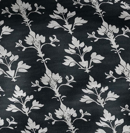 100% LINEN Fabric block print in dark blue - linen fabric with block floral print - linen fabric upholstery home decor dressmaking