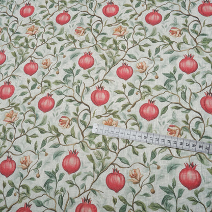 100% LINEN Fabric Pomegranate pattern - floral botanical Fruit heavy linen fabric for upholstery home decor clothing dressmaking