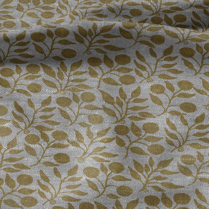 100% LINEN Fabric William Morris Rosehip yellow gray - oatmeal linen fabric with botanical print - Victorian Art Craft Historical 3274