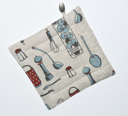 Linen fabric Coffee print Heavy weight 240gsm Kitchen tool print on flax cotton fabric for tablecloth, aprons, home textile