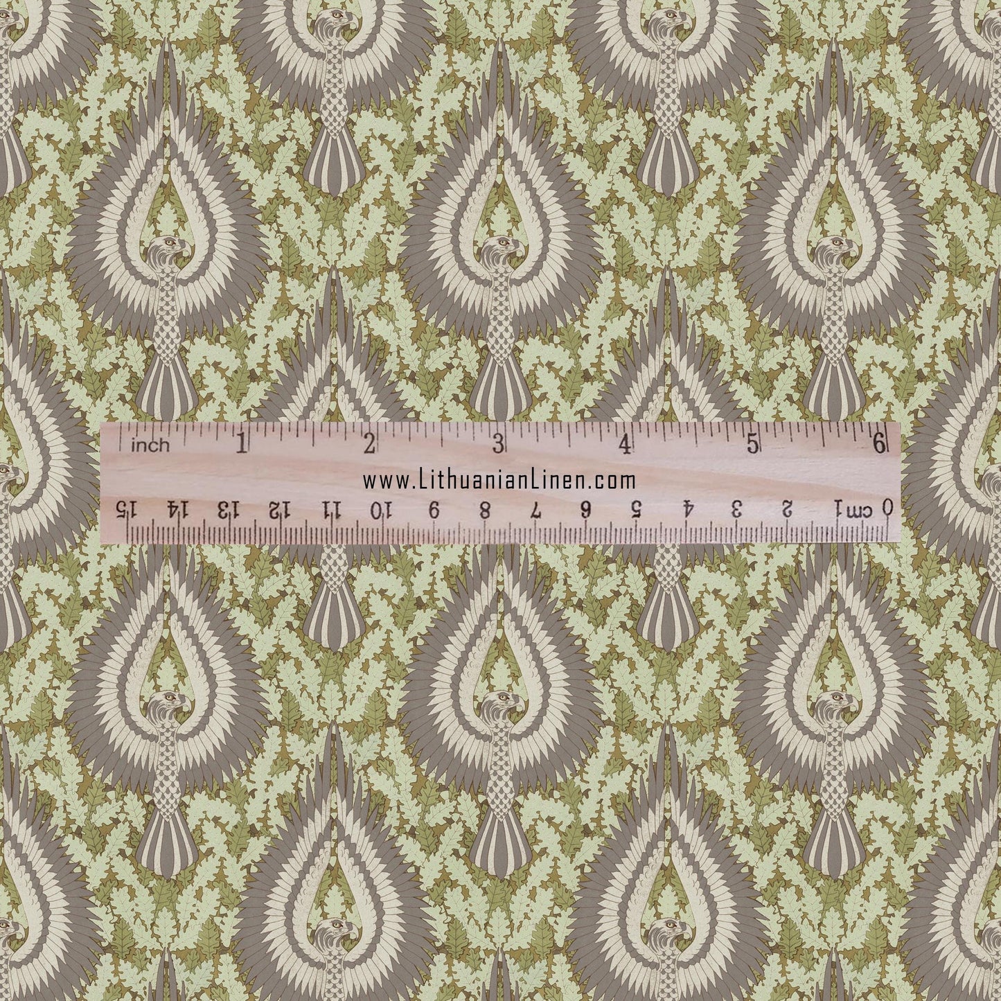 100% linen Vintage Eagles fabric for Curtain Upholstery Cushion - grey green print fabric for dress making sewing