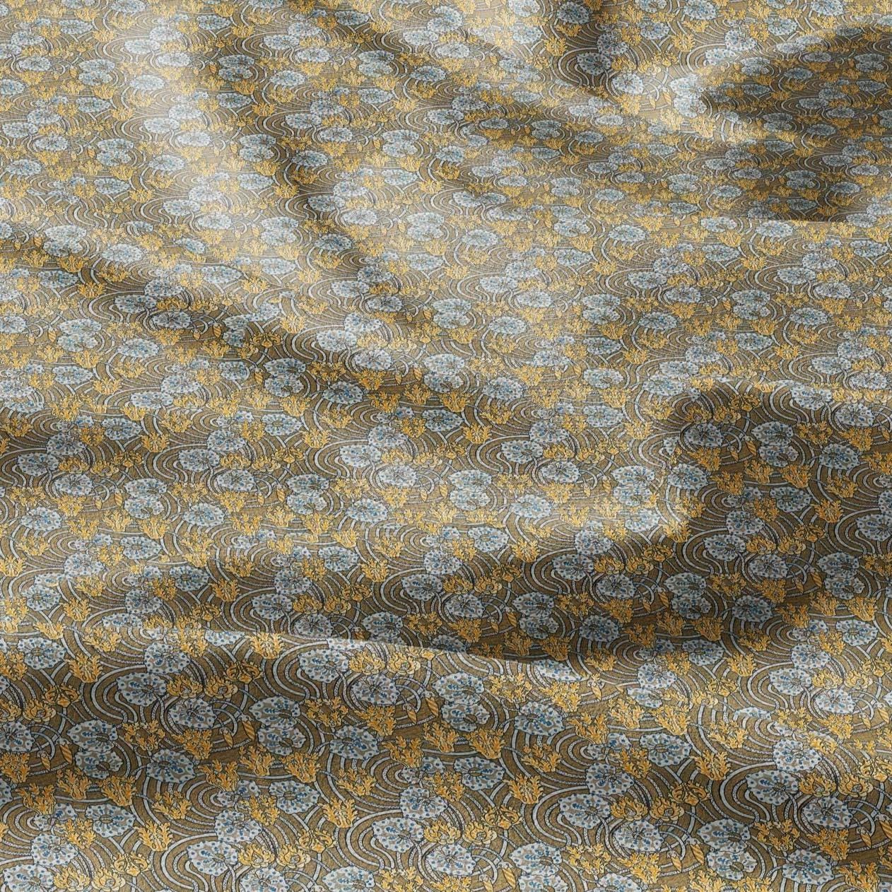 100% linen Art Nouveau Print fabric for Curtain Upholstery Cushion - Floral fabric Cyclamen - fabric material for dress making sewing