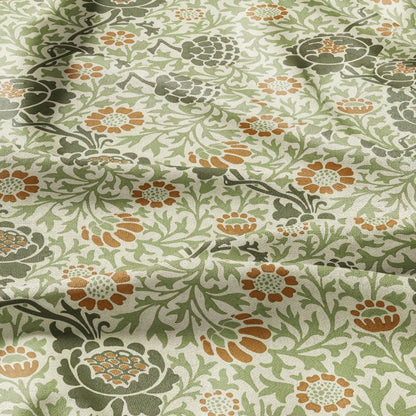 William Morris Beige tapestry print on 100% LINEN fabric - Victorian Art and crafts Linen fabric botanical Historical pattern 2118