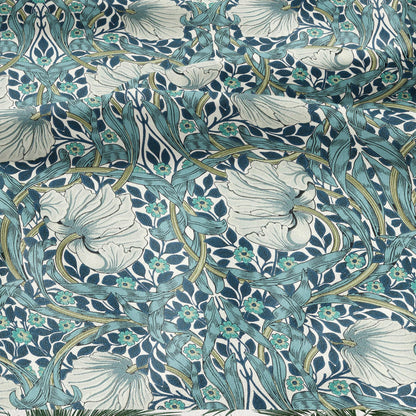 100% LINEN fabric - William Morris Pimpernel mineral - British Victorian flax - sewing upholstery home decor or clothing 3828