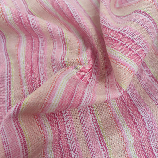 Premium Linen Santorini striped Fabric in red pink white | Medium weight multicolor stripes in red T138