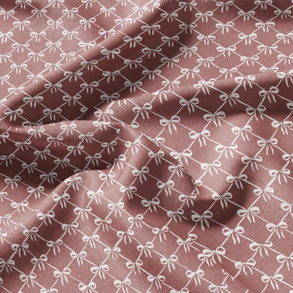 100% LINEN Fabric Ribbon bow trellis linen -pink white fabric for upholstery home decor dress making 3009