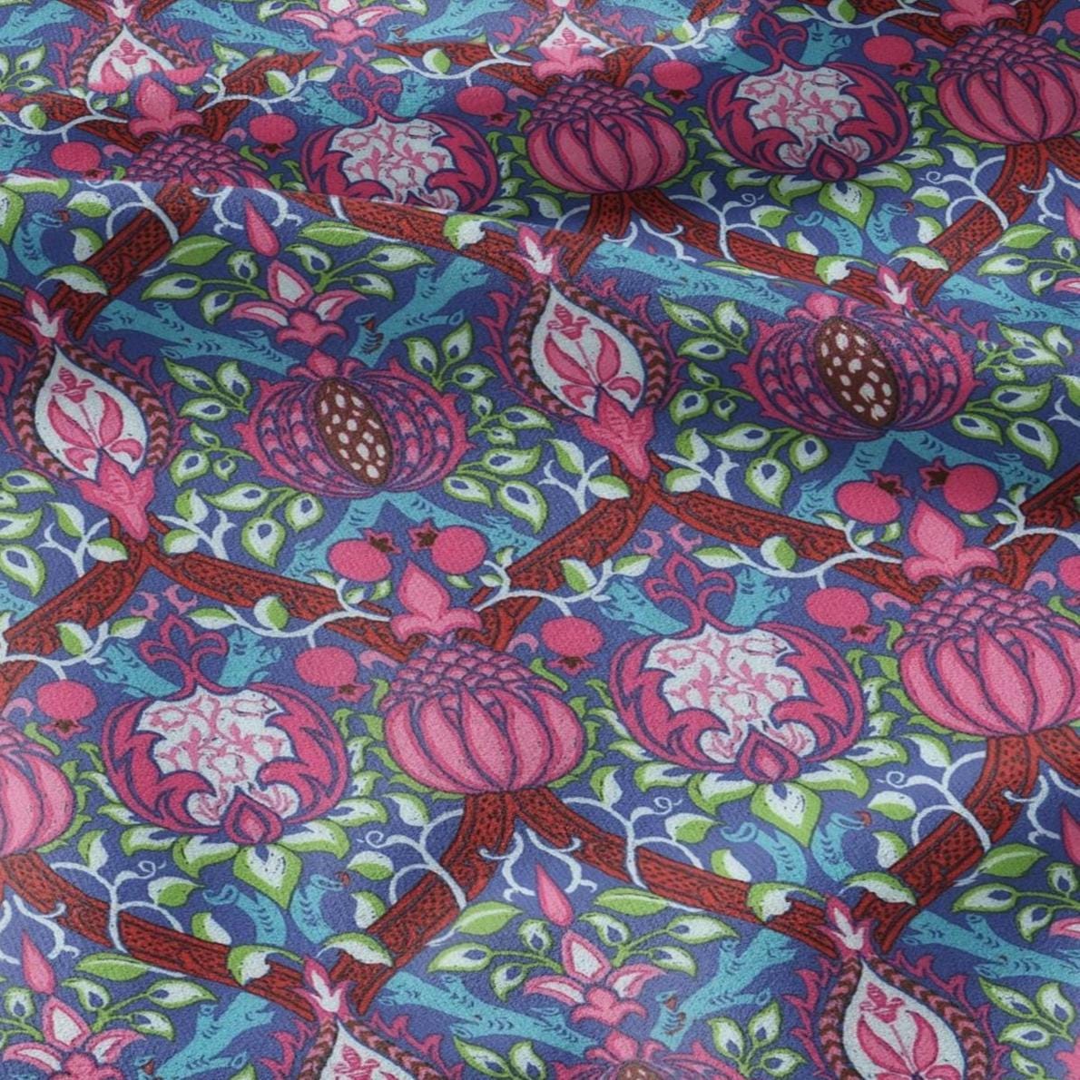 100% LINEN Fabric William Morris Granada - British linen floral upholstery home textile Victorian fabrics pink blue 3210