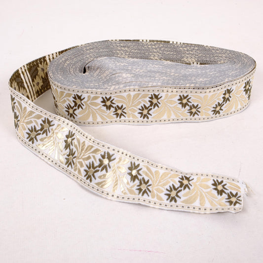 Zilvitis - White Floral ribbon 40mm - 1452S