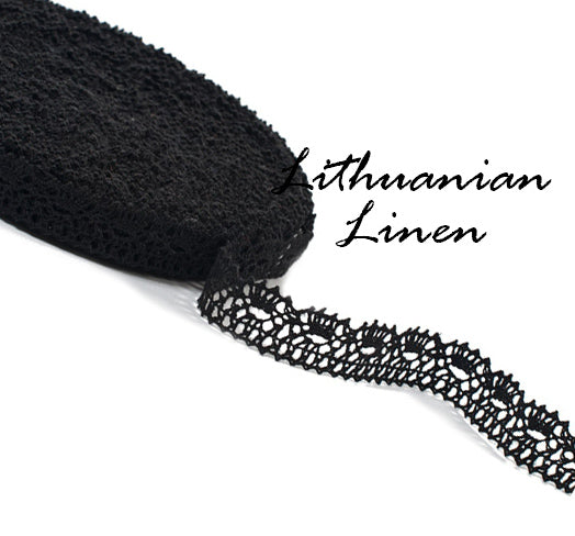 Black Neda Linen lace 20mm - 1127L