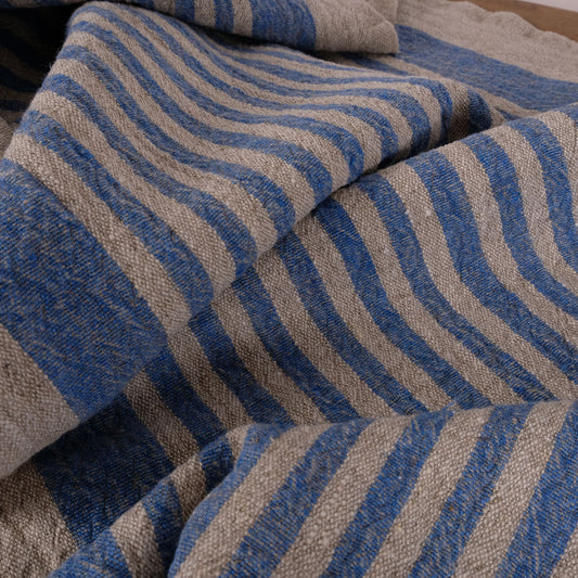 Blue natur - sack weave - linen fabric - Provence - 473A