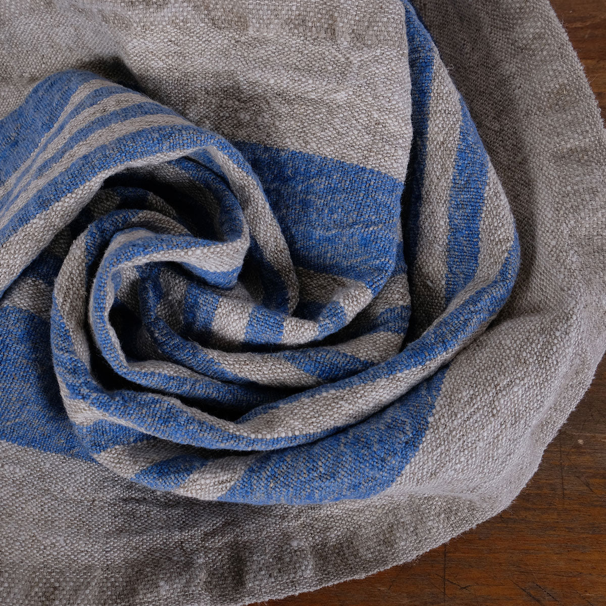 Blue natur - sack weave - linen fabric - Provence - 473A