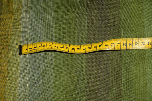 Sheer linen fabric -  striped green yellow - 800SH