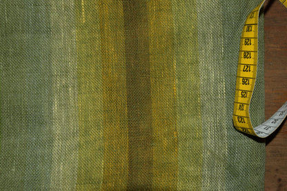 Sheer linen fabric -  striped green yellow - 800SH