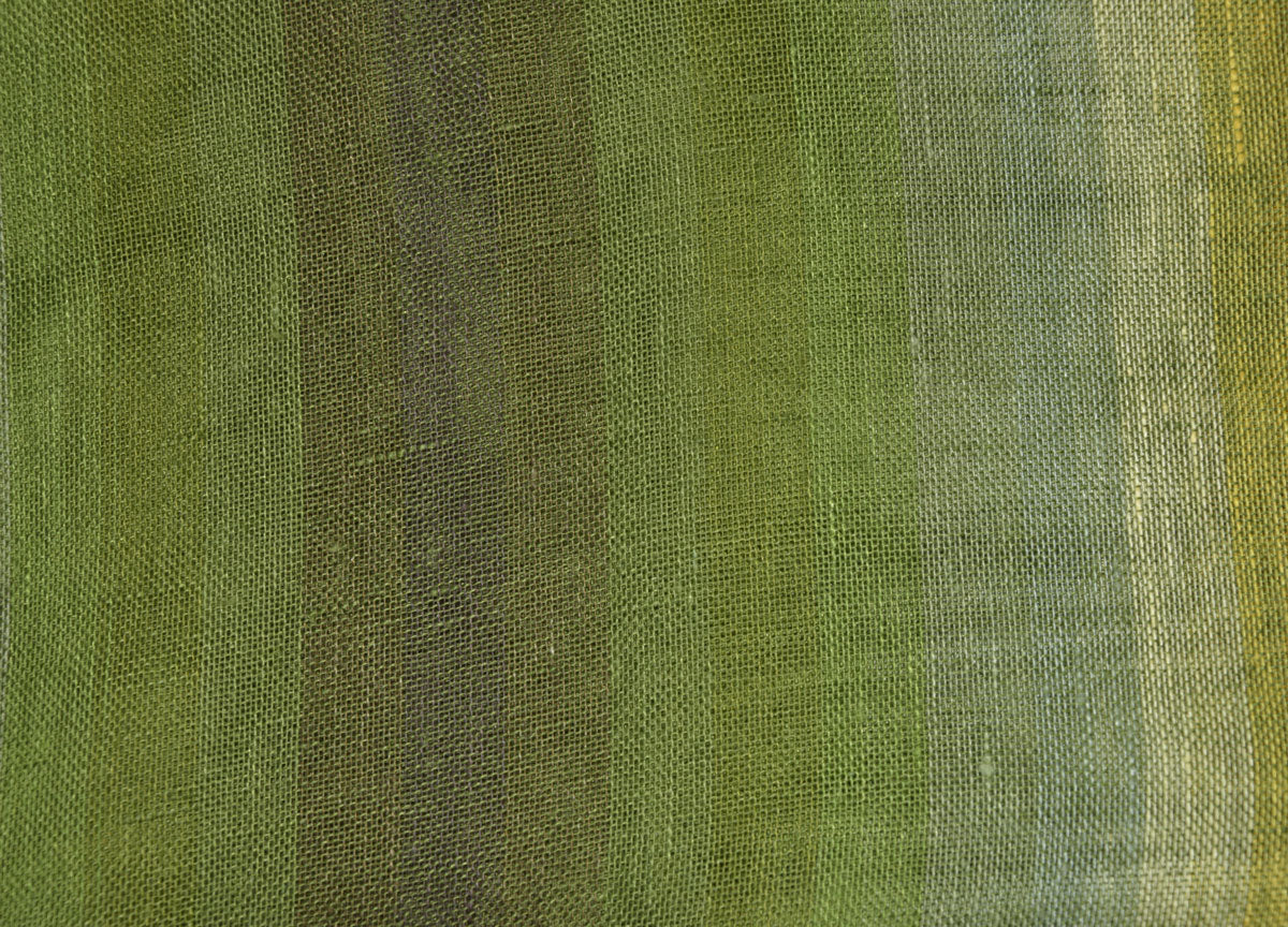 Sheer linen fabric -  striped green yellow - 800SH