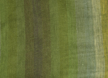 Sheer linen fabric -  striped green yellow - 800SH
