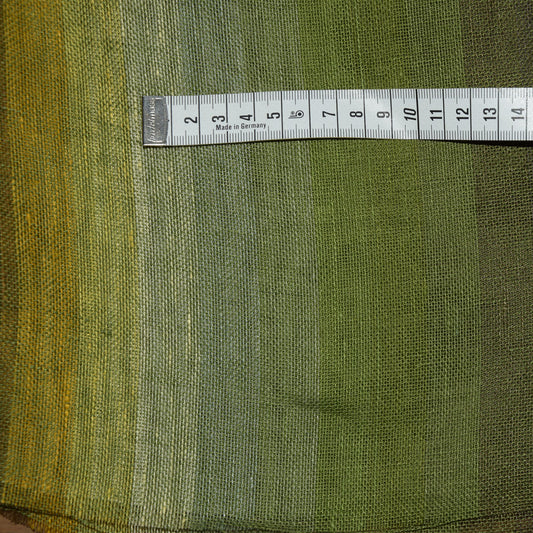 Sheer linen fabric -  striped green yellow - 800SH