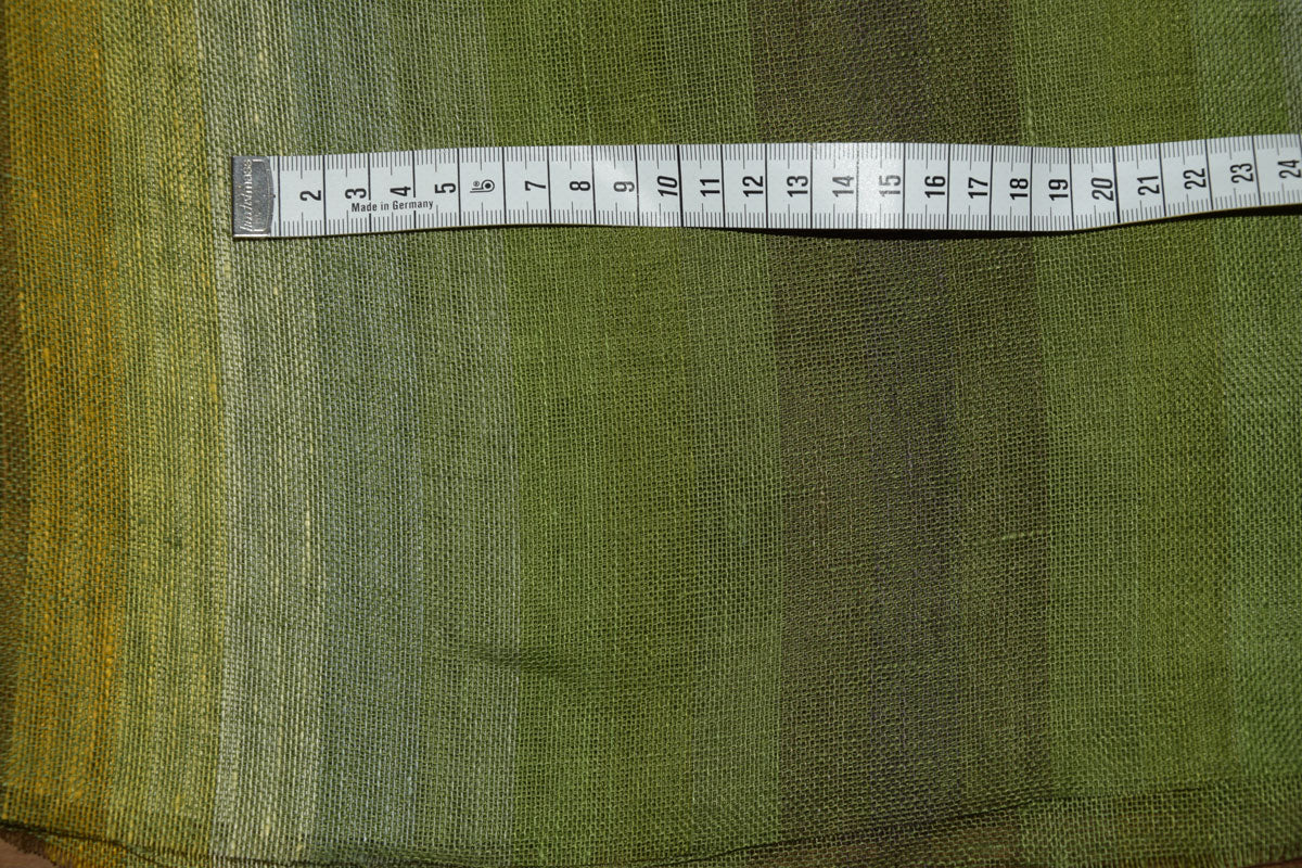 Sheer linen fabric -  striped green yellow - 800SH