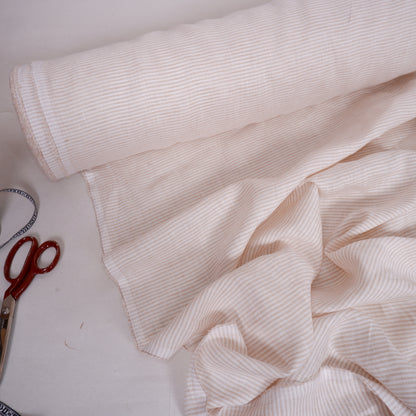 Finest light linen -  pinstripes white ecru - 463L