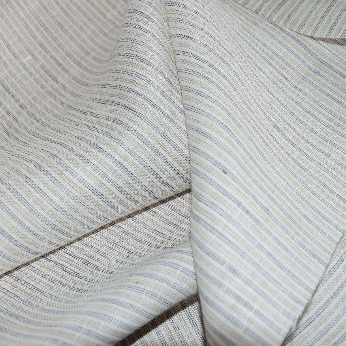 Finest light linen - pinstripes white brown - linen fabric - 465L