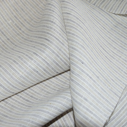 Finest light linen - pinstripes white brown - linen fabric - 465L