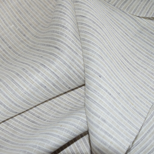 Finest light linen - pinstripes white brown - linen fabric - 465L