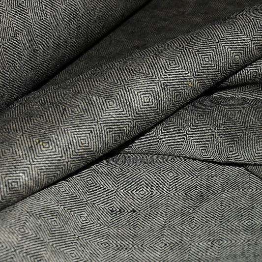 Rhomb black natur - linen fabric - 467H
