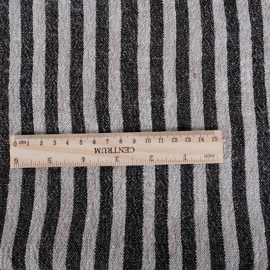 Black natur  - sack weave  - linen fabric - Provence - 474A