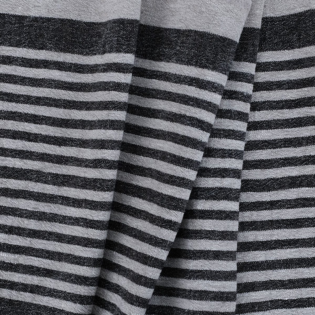 Black natur  - sack weave  - linen fabric - Provence - 474A